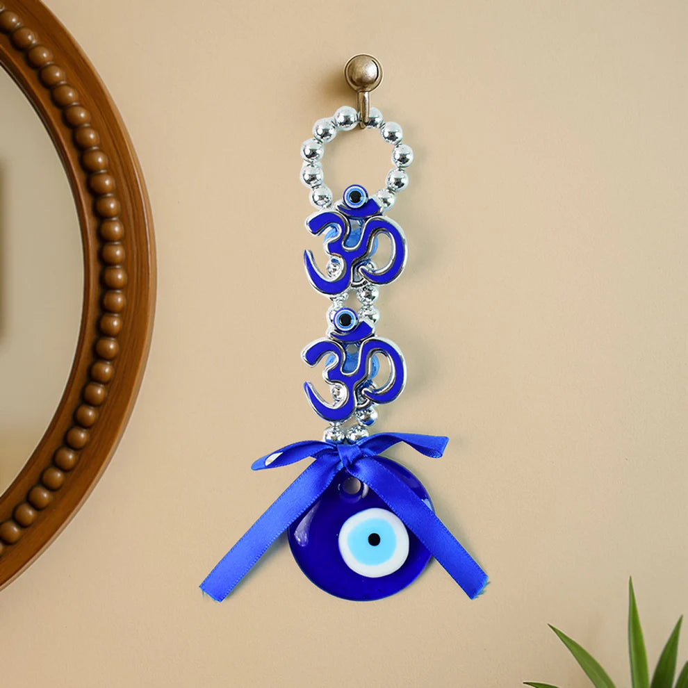 Evil Eye Nazar Protection Hanging with Om Symbol | Decorative Wall & Door Hanging