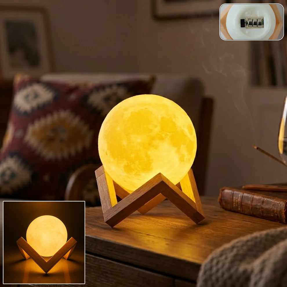 🌙 Moon Glow LED Night Lamp with Wooden Stand