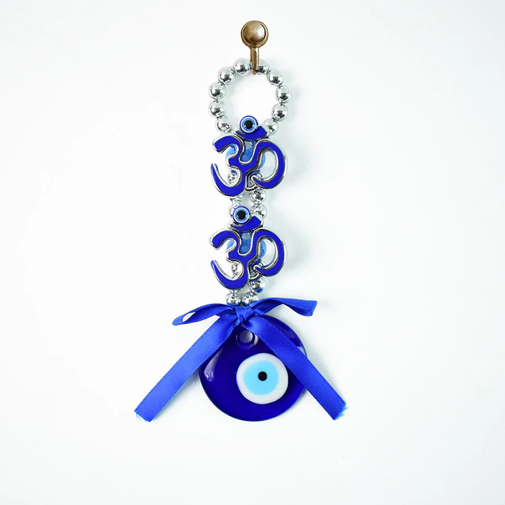 Evil Eye Nazar Protection Hanging with Om Symbol | Decorative Wall & Door Hanging