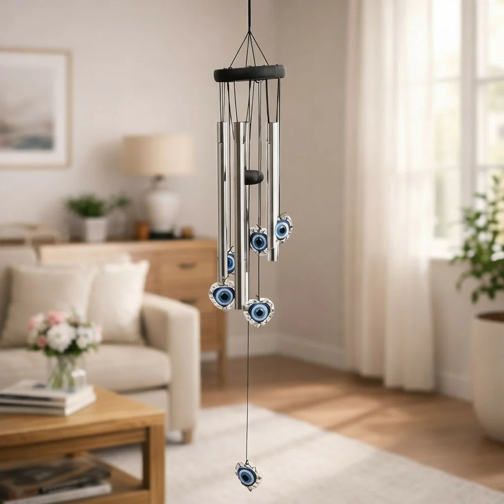 Evil Eye Wind Chime Hanging | Metal Wind Chimes for Home, Balcony & Positive Energy Decor