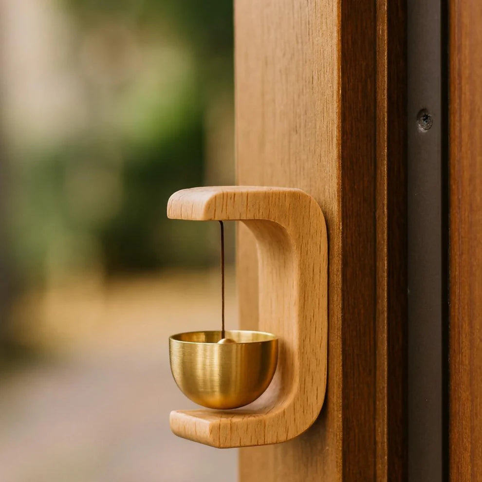 Wooden Meditation Bell | Handcrafted Brass Desk Bell for Mindfulness & Home Decor