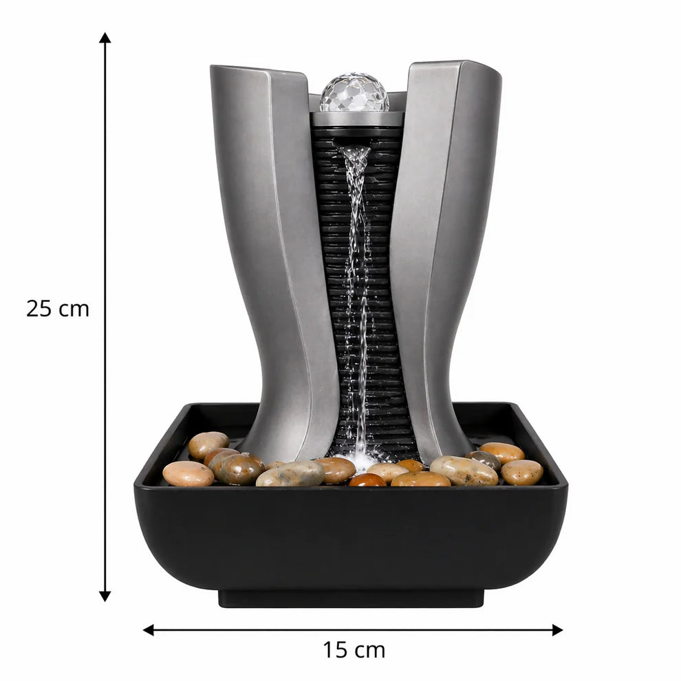 Indoor Water Fountain with LED Light | Tabletop Zen Fountain for Home & Office Decor