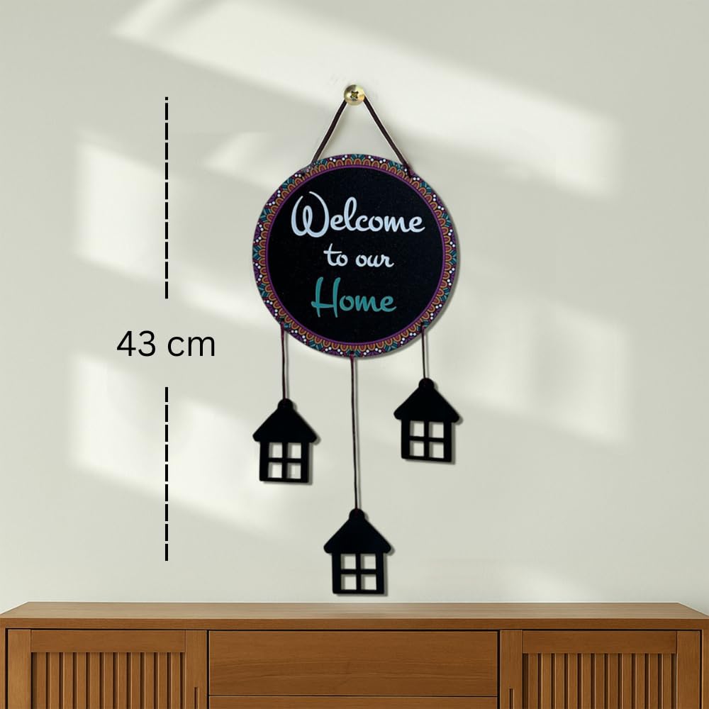 DECORIQUE Wooden Wall Hanging Welcome Sign Decorative Quote Board For Home, Door, Entrance, Hall & Office - Rustic Wall Art & Housewarming Gift Item,25 Cm
