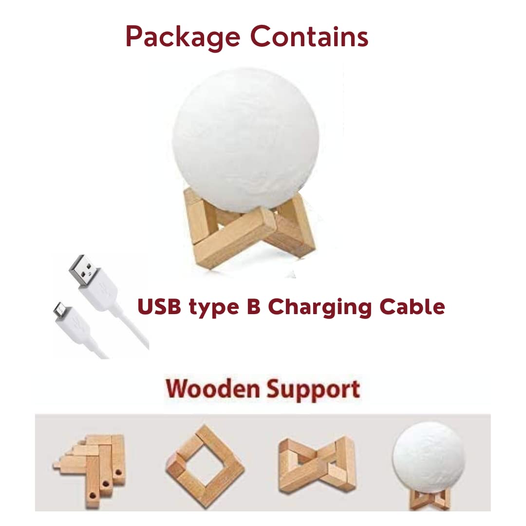 One94Store 3D Moon Lamp 7 Colour Changeable Sensor Moon Night Light Lamp, Touch Control, Moonlight Lamp with Stand & USB for Bedrooms Valentine Gifts, Festival, Wedding Gifts (13 cm) Plastic, LED