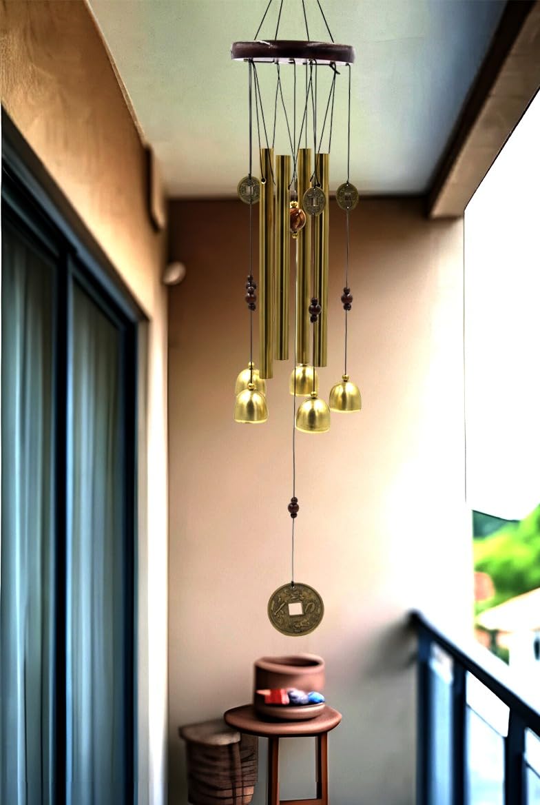 Decorative Wind Chime for Home | Wooden House with Bells Colourful Beads | Positive Energy Balcony Living Room Hall Garden Home Decor (Wind Chimes Metal Bells)