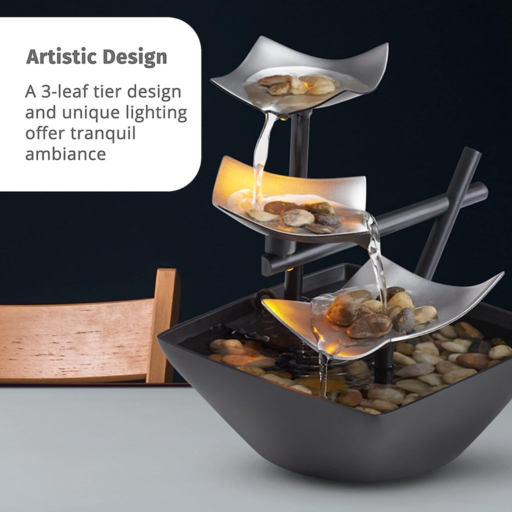 The Artment Your Artistic Apartment Modern Art Zen Tabletop Water Fountain – 20 cm Decorative Indoor Showpiece for Living Room, Bedroom, Office & Home Decor