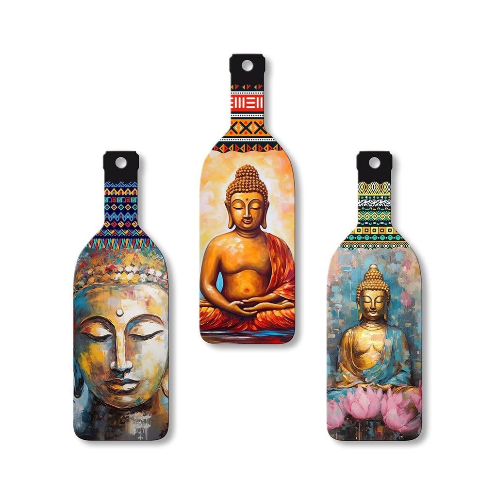 Artvibes Meditating Gautam Buddha Portrait Art Wooden Wall Hanging for Home Decor | Wall Design | Wall Poster | Stylish Sinary | Paintings | Craft For Everyone | Couple Gift | Handmade (WH_9507N)
