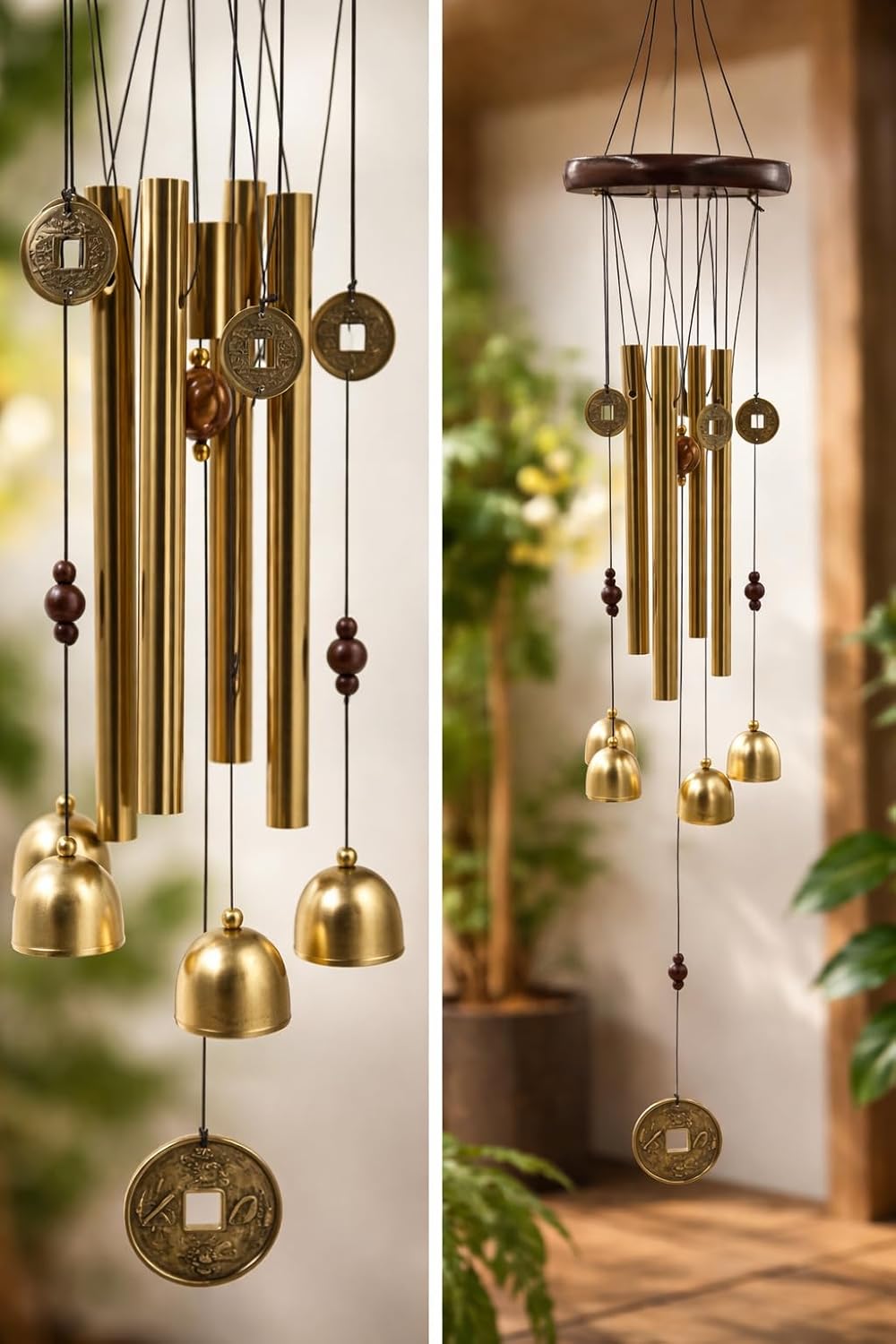 Decorative Wind Chime for Home | Wooden House with Bells Colourful Beads | Positive Energy Balcony Living Room Hall Garden Home Decor (Wind Chimes Metal Bells)