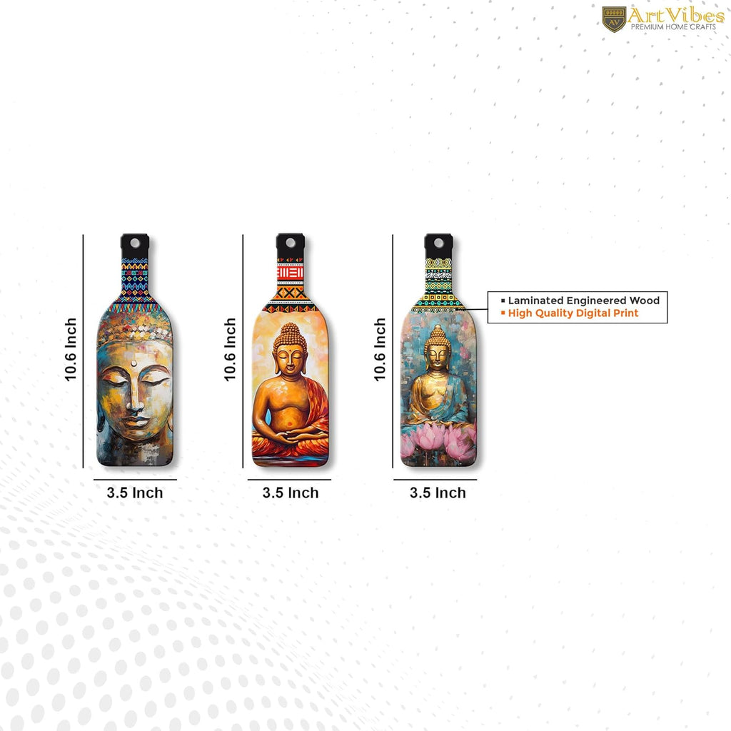 Artvibes Meditating Gautam Buddha Portrait Art Wooden Wall Hanging for Home Decor | Wall Design | Wall Poster | Stylish Sinary | Paintings | Craft For Everyone | Couple Gift | Handmade (WH_9507N)