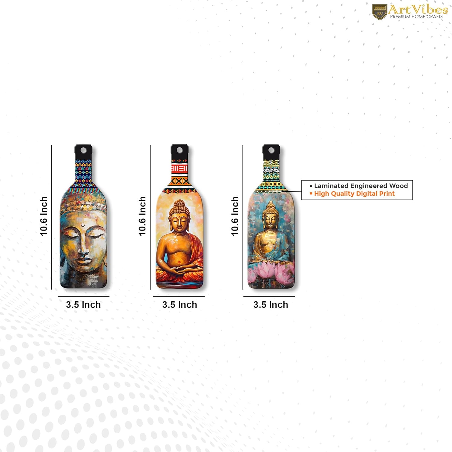 Artvibes Meditating Gautam Buddha Portrait Art Wooden Wall Hanging for Home Decor | Wall Design | Wall Poster | Stylish Sinary | Paintings | Craft For Everyone | Couple Gift | Handmade (WH_9507N)