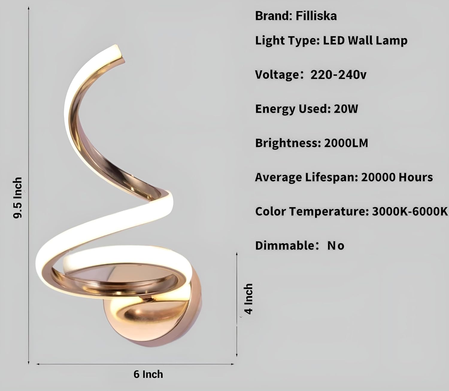 FILLISKA Luxurious LED Wall Lamp for Home with Adjustable Colour Changing Function (French Gold-7715)(1 Year Warranty)