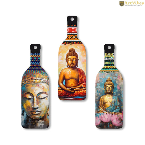 Artvibes Meditating Gautam Buddha Portrait Art Wooden Wall Hanging for Home Decor | Wall Design | Wall Poster | Stylish Sinary | Paintings | Craft For Everyone | Couple Gift | Handmade (WH_9507N)