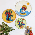 Metal Decorative Wall Plates - Worli Art Design | Set of 3 | Multicolour