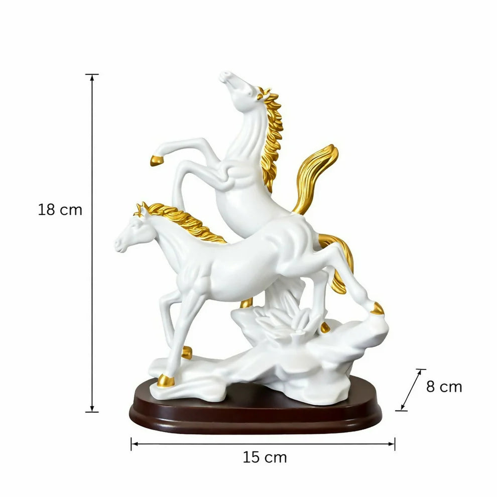 Golden Horse Couple Showpiece | Luxury Home Decor Statue for Living Room & Office