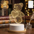 3D Teddy Bear LED Night Lamp | Acrylic Illusion Table Light for Bedroom & Kids Room