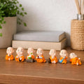 Set of 6 Cute Monk Miniature Showpieces | Spiritual Home & Office Desk Decor