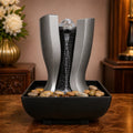 Indoor Water Fountain with LED Light | Tabletop Zen Fountain for Home & Office Decor